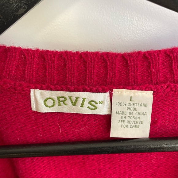 Orvis 100% Shetland Wool Red Vest with pockets - Picture 2 of 6